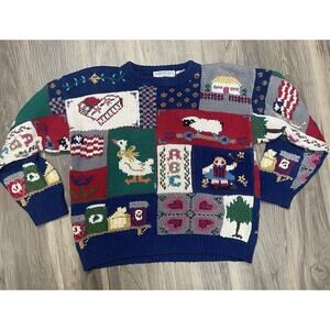 Signatures Northern Isles Hand Knit Sweater Size M Country‎ Cottage Core Farm